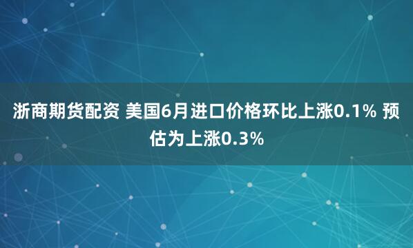 浙商期货配资 美国6月进口价格环比上涨0.1% 预估为上涨0.3%