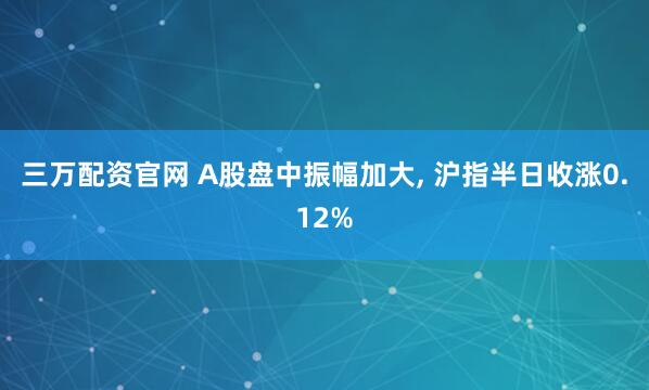 三万配资官网 A股盘中振幅加大, 沪指半日收涨0.12%